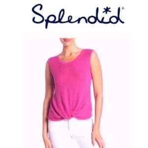 Splendid Top Front Twisted Pink Knit Top NEW WITH TAGS Size S